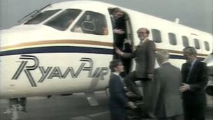 <p>Boarding the first Ryanair flight from Waterford Airport 40 years ago.</p>