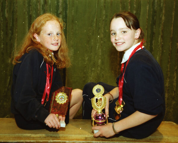  Grace Doyle Sinéad Hogan were the joint winners of the most gold medals in Our Lady of Mercy Primary School 2000 swimming gala when they won 3 gold medals each.