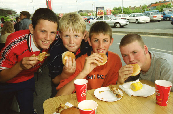  David Coady, Alan Moran, Alan Coady and Richard Condon, enjoying the barbequeat Tesco Poleberry in aid of Childrens Group Link back in 2000.