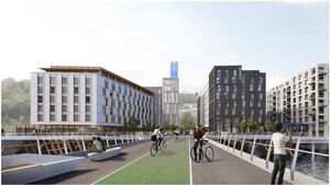 Waterford pedestrian bridge built with shuttle bus – but they forgot to include space for it to turn