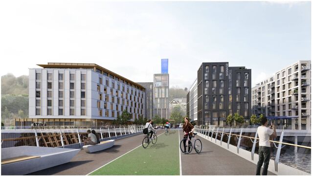 Waterford pedestrian bridge built with shuttle bus – but they forgot to include space for it to turn