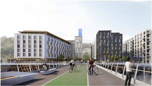 <p>An artist's impression of the North Quays from the sustainable transport bridge.</p>