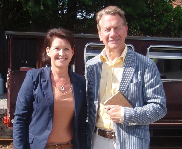 Maria Kyte pictured with Michael Portillo at the Waterford &amp; Suir Valley Railway.