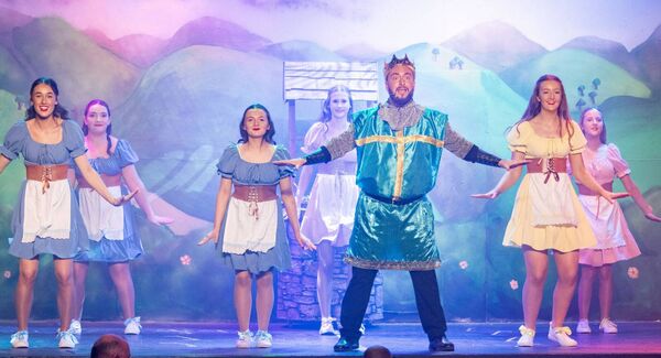 Mark Rellis, Prince Phil Charming and Luren Humphries, Cinderella, at Portlaw Musical Society, production of Rapunzel & The League of Princesses. Photo: Joe Evans Mark Rellis, Prince Phil Charming and Luren Humphries, Cinderella, at Portlaw Musical Society, production of Rapunzel & The League of Princesses. Photo: Joe Evans