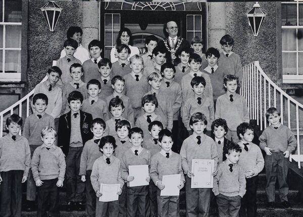 Mayor Ald. Liam Curhan presented school attendance certificates to pupils at Waterpark Junior School back in 1990