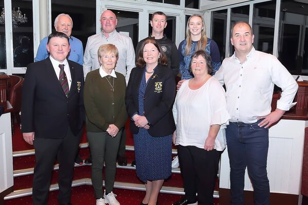 Pictured at the launch of the 7th Annual Johnny Matthews Golf Classic in Tramore Golf Club were Jim Kealy, Organiser, Mary Claire Matthews, wife of the late Johnny Matthews, Gary Hunt and Maeve Williams, Waterford FC, Tramore Lady Captain, Eimear O'Kane and Tramore Men's captain, Val Burns, Jackie Kennedy, former Waterford FC player Dave Kirby and John Barrett, Waterford Food Bank.