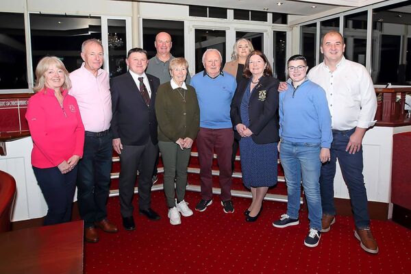 Pictured at the launch of the 7th Annual Johnny Matthews Golf Classic in Tramore Golf Club were Jim Kealy, Organiser, Mary Claire Matthews, wife of the late Johnny Matthews, Stan and Kim Bergin, Alan Barry and Ruth Carberry from Cystic Fibrosis Waterford, former Waterford FC player Dave Kirby, Tramore Golf Club secretary, Annemarie Monagle, Tramore Lady Captain, Eimear O'Kane and Tramore Men's captain, Val Burns.