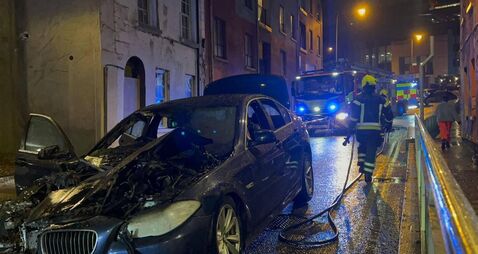 Intense blaze engulfs car during busy evening traffic in Waterford City centre