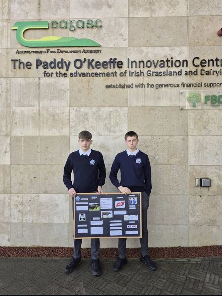 Edward Moore and Daniel O'Neill at Teagasc Moorepark. Photo: Ard Scoil na Mara Instagram