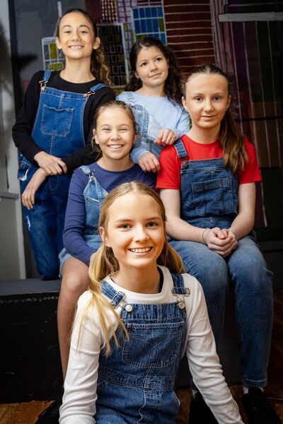 The children, front, Feryne. Middle, Cara and Rebecca. Back, Aura and Mai, in Ballyduff Youth Drama's production of Orphan Annie. 