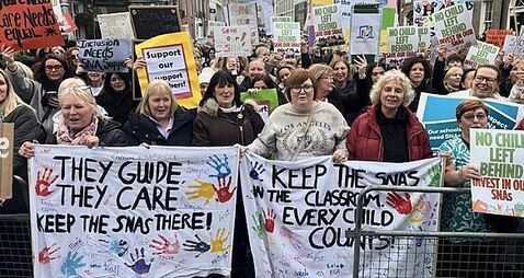 Special needs assistants protest outside Leinster House demand ‘job security’