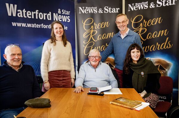 Pictured is the Waterford News &amp; Star Green Room Lifetime Achievement Award Judging Panel, Michael Grant, Mary Frances Ryan, Editor Waterford News &amp; Star, Pat McEvoy, Des O'Keeffe and Sarah Jane Cleary. 	Photo: Joe Evans