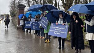 <p>Protestors at the College Street Campus. </p>