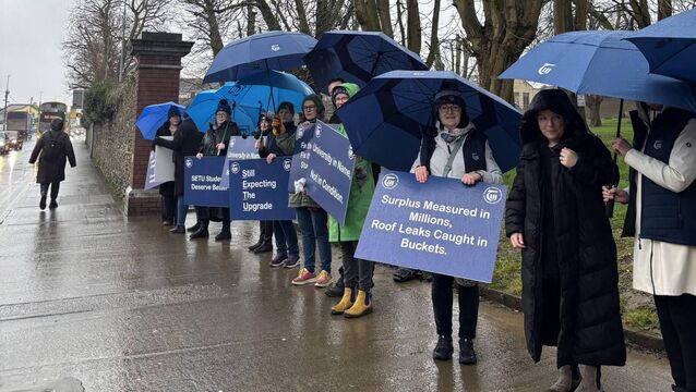<p>Protestors at the College Street Campus. </p>