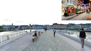 <p>Concept art for the North Quay's sustainable transport bridge/ Waterford's Winterval train. Photo: Joe Evans </p> <p>Concept art for the North Quay's sustainable transport bridge/ Waterford's Winterval train. Photo: Joe Evans </p>