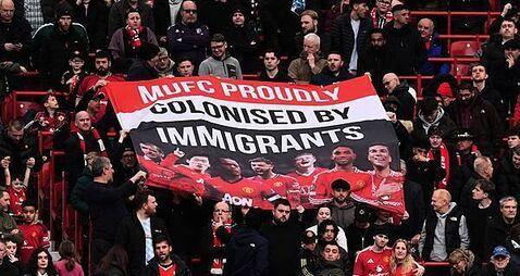 Man Utd fans display ‘MUFC proudly colonised by immigrants’ banner