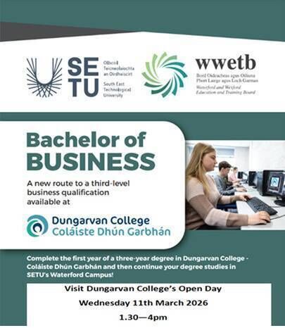 Dungarvan College open day will take place on March 11 Dungarvan College open day will take place on March 11