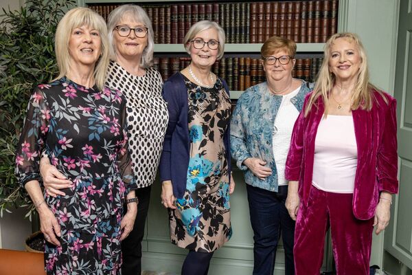 Mary Moyser, Theresa Coughlan, Patricia White, Bernie Hearne and Ber Reddy, at the Marina Hotel for the Presentation Convent Class of 1976 50th Year Anniversary reunion. Photo: Joe Evans Mary Moyser, Theresa Coughlan, Patricia White, Bernie Hearne and Ber Reddy, at the Marina Hotel for the Presentation Convent Class of 1976 50th Year Anniversary reunion. Photo: Joe Evans