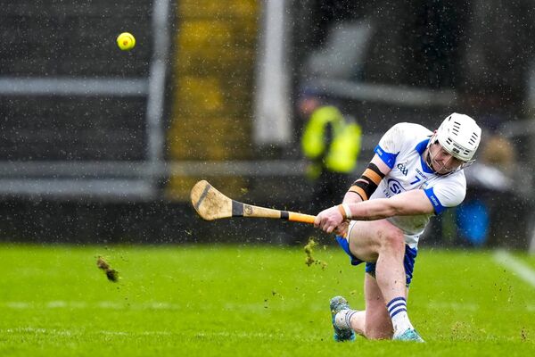 Waterford's Shane Bennett takes a sideline cut during the game against Galway. 