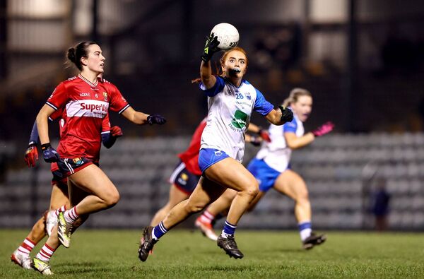 Waterford's Maeve Daly in control of possession ahead of Cork's Sadbh McGoldrick during the Lidl Ladies National Football League Division 1 clash at Páirc Uí Rinn in Cork. Photos: Sportsfile/Michael P Ryan Waterford's Maeve Daly in control of possession ahead of Cork's Sadbh McGoldrick during the Lidl Ladies National Football League Division 1 clash at Páirc Uí Rinn in Cork. Photos: Sportsfile/Michael P Ryan