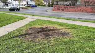 <p>The aftermath of a bonfire on a Waterford City estate, October 2025. </p>
