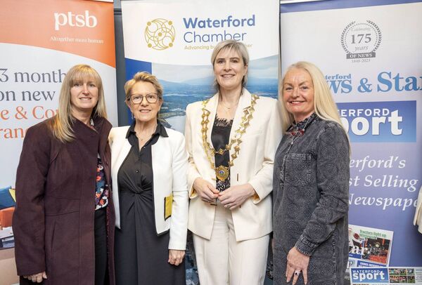 Lisa Keane, Jackie Roche, Éadaoin Carrick, President Waterford Chamber, and Paula Foley, at the International Women's Day networking breakfast at the Viking Hotel. Photo: Joe Evans