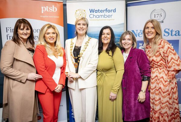 Éadaoin Carrick, President Waterford Chamber, with staff of Buíon Phort Láirge, who attended the International Women's Day networking breakfast at the Viking Hotel. Photo: Joe Evans