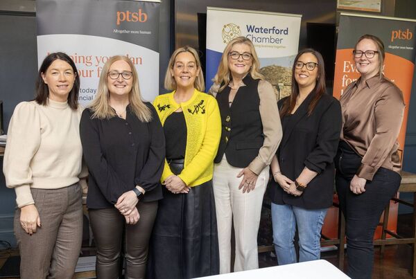 SETU and Sun Life staff with MEP Cynthia Ní Mhurchú at the International Women's Day networking breakfast at the Viking Hotel. Photo: Joe Evans