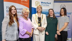 <p>Éadaoin Carrick, President Waterford Chamber, with Eve Reynolds, Catherine Moore, Mary Frances Ryan and Mags Kearney, Waterford News &amp; Star, who attended the International Women's Day networking breakfast at the Viking Hotel. The event was sponsored by PTSB, with the support of Waterford Local Enterprise Office and Waterford News &amp; Star. 	Photo: Joe Evans</p>