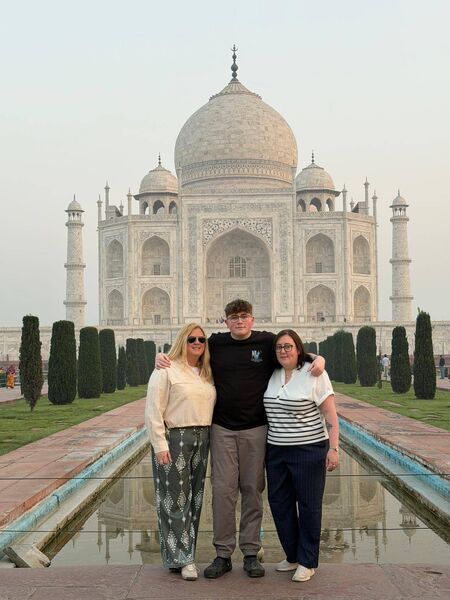 Siobhán Crowley with her sister and son in India.