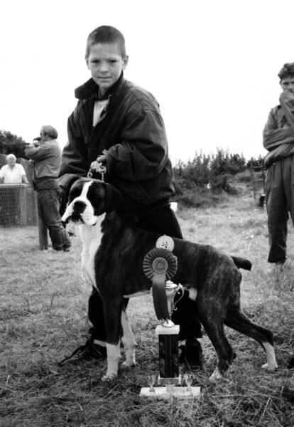 Adam Kennedy with his boxer Dog Bronson who won the Best in Show at the 1993 Killure Field Day.