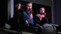 Ryan Reynolds and Rob Mac cheer on Wrexham from Sky Sports commentary box
