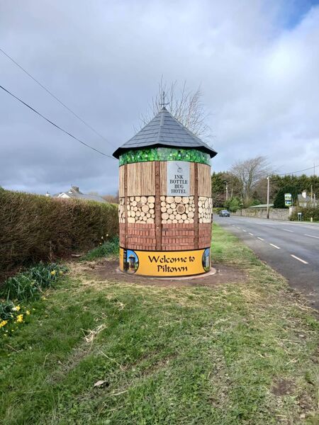 The new Ink Bottle Bug Hotel in Piltown in March 2026. Picture Credit: Keep Piltown Tidy on Facebook. 