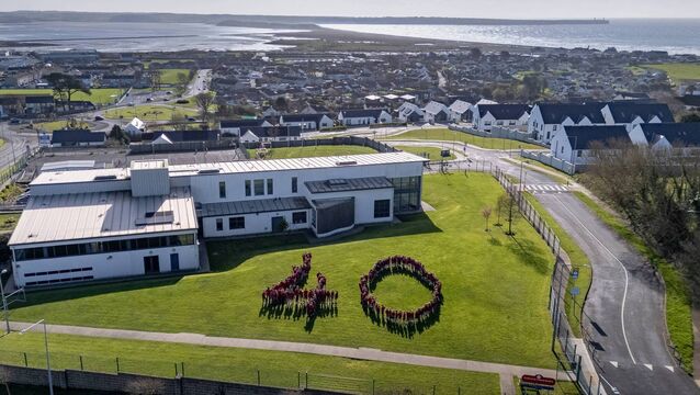 <p>Pictured are the pupils of Gaelscoil Philib Barún, as it marks its 40th anniversary this year. 	Photo: Kevin Doyle </p>