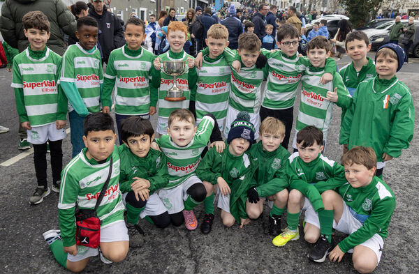 Members of Villa FC at the St. Patrick's Day Parade in Waterford city.
