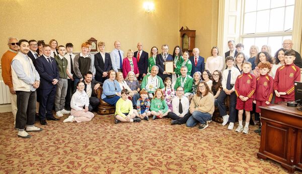 Mayor of Waterford City &amp; County Cllr Seamus Ryan with Tramore Taekwon-Do. Photo: Joe Evans