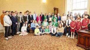 <p>Mayor of Waterford City &amp; County Cllr Seamus Ryan with Tramore Taekwon-Do. Photo: Joe Evans</p>