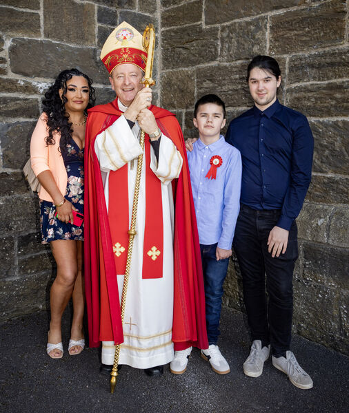 Jako Oaks, Glór na Mara, who was Confirmed by Bishop Alphonsus Cullinan at the Holy Cross Church, Tramore. Jako Oaks, Glór na Mara, who was Confirmed by Bishop Alphonsus Cullinan at the Holy Cross Church, Tramore.