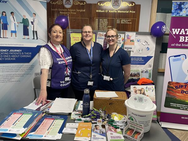 Pictured at UHW were Marguerite Magee, Hazel Bond, CNS Renal Home Therapy, and Carol Murphy, CNM2 Med2.
