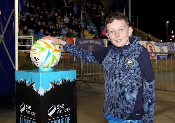 Shay Keane who was the proud mascot for the recent SSE Airtricity Men's Premier Division game against St. Patrick's Athletic.