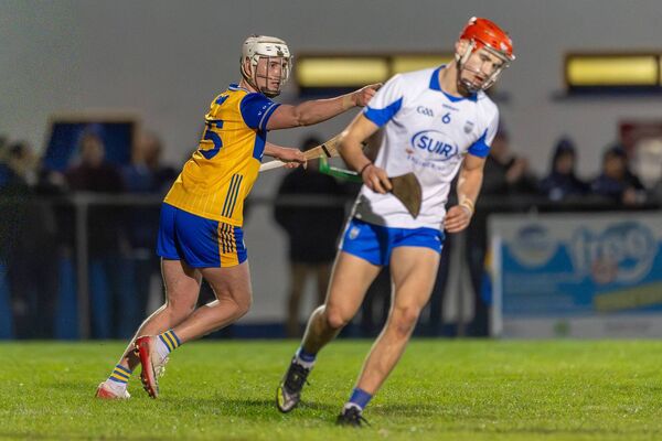 Clare's Fred Hegarty celebrates his winning late goal that defeated Waterford in the Under 20 Munster hurling championship. Photo: Natasha Barton