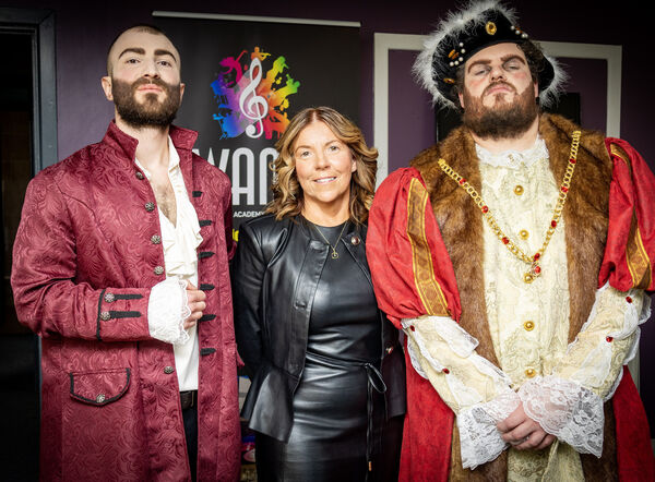 Principal Noreen Reilly with both Henry's, cast members from Waterford College of Further Education's Theatre Studies who performed Queens by Kristen Doherty at WAMA Studios. Principal Noreen Reilly with both Henry's, cast members from Waterford College of Further Education's Theatre Studies who performed Queens by Kristen Doherty at WAMA Studios.