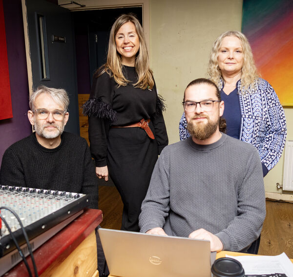 Damien, Maria, John and Michelle, sound and lighting, at Waterford College of Further Education's Theatre Studies production of Queens by Kristen Doherty at WAMA Studios. Damien, Maria, John and Michelle, sound and lighting, at Waterford College of Further Education's Theatre Studies production of Queens by Kristen Doherty at WAMA Studios.