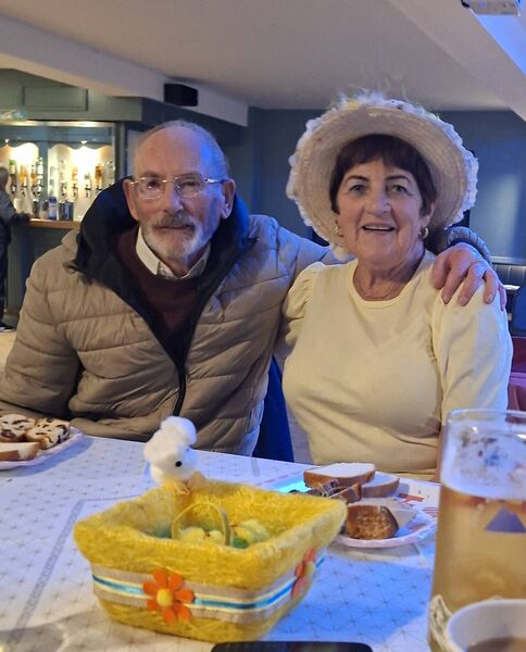 Tom Butler and Olive Cullen sharing a great moment at the Circle of Friends Easter Celebration held at the Roanmore Centre.