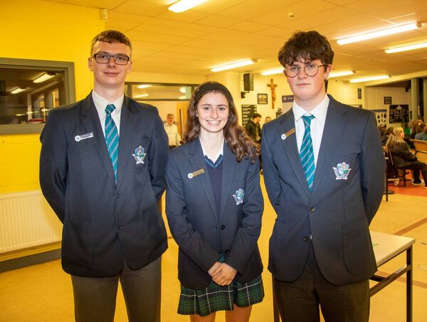 Attending were Tommy Griffen, Head Boy, Aoife McMahon, Head Girl and Oscar Mullane, Student Council. Photo: John Power