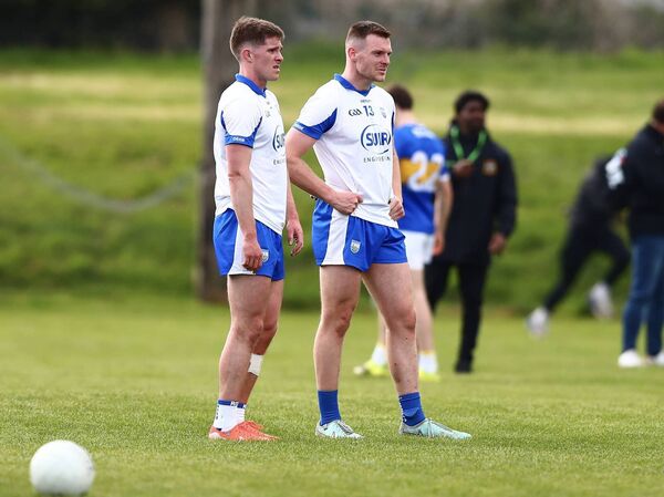 Waterford's Conor Murray and Dermot Ryan take time to reflect at the end of the game.