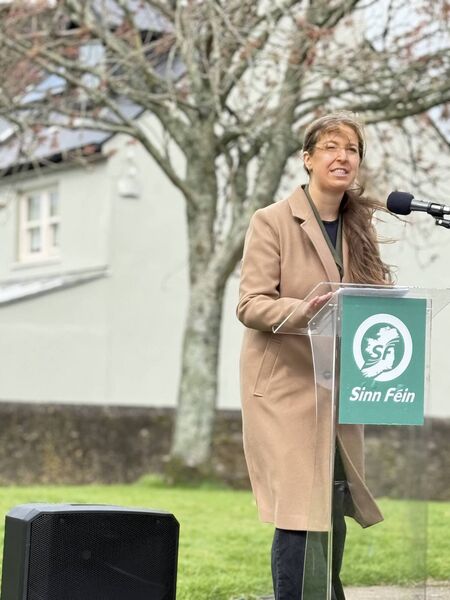 Cllr Kate O'Mahoney speaking at the event