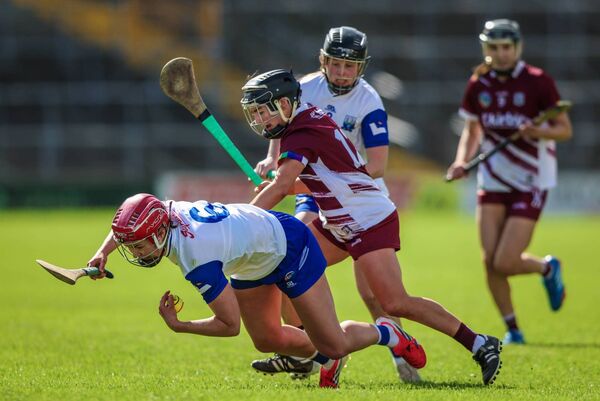 Waterford's Clodagh Carroll is fouled during the game with Galway.