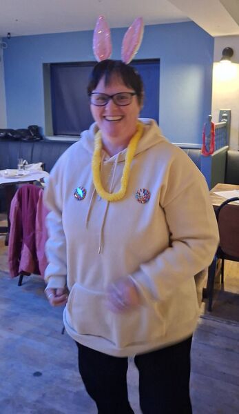 Catherine Hanrahan enjoying the fun at the Circle of Friends Easter Celebration held at the Roanmore Centre.