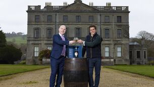 <p>Eamonn Carroll, Festival Director of Blackwater Valley Opera Festival marking a new partnership with Richard, The Earl of Tyrone, CEO of Curraghmore Whiskey. Photograph: Patrick Browne</p>